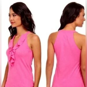 Lily Pulitzer Pink Ruffle Tank Top Pima Cotton Size S
